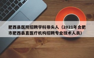肥西县医院招聘学科带头人（2021年合肥市肥西县直医疗机构招聘专业技术人员）