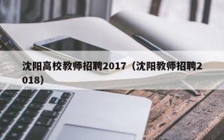 沈阳高校教师招聘2017（沈阳教师招聘2018）