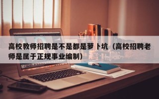 高校教师招聘是不是都是萝卜坑（高校招聘老师是属于正规事业编制）