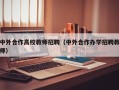 中外合作高校教师招聘（中外合作办学招聘教师）